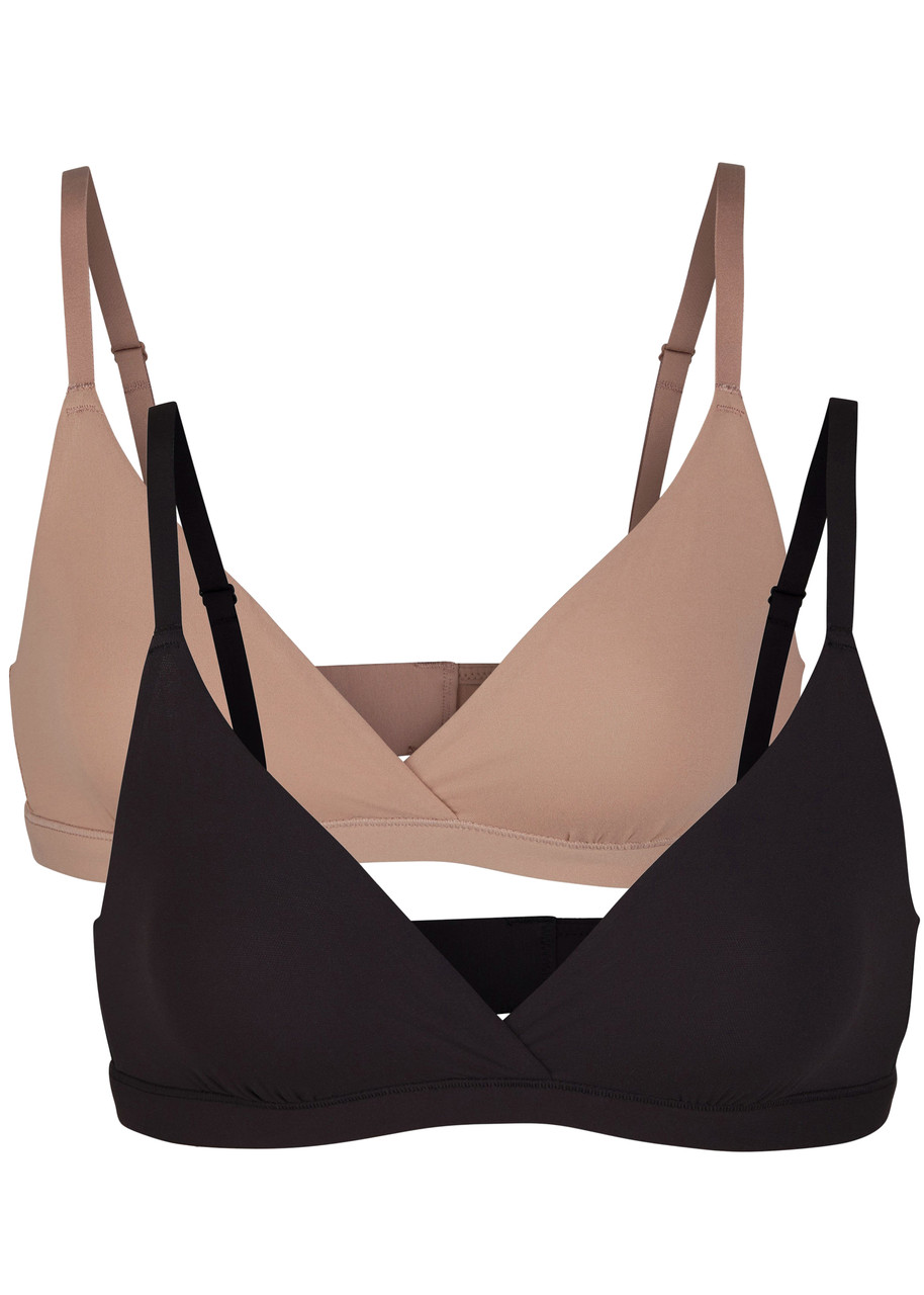 Skims Stretch-jersey Crossover Bralette - set of two - Black