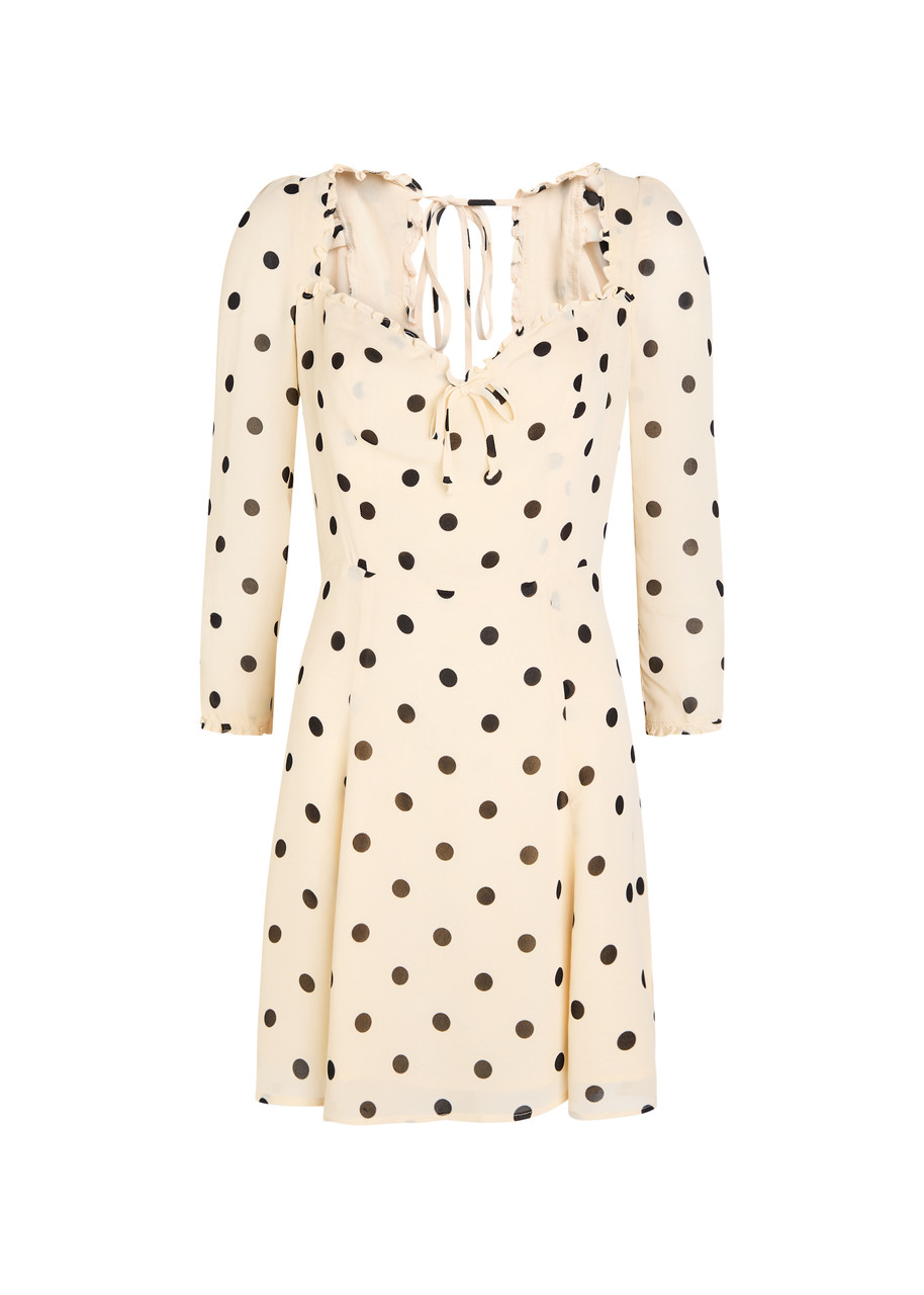 Reformation Remi Polka-dot Georgette Mini Dress - White - X