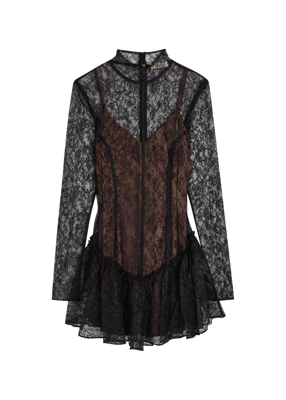 DE LA Vali Brisa Lace Mini Dress - Black - S