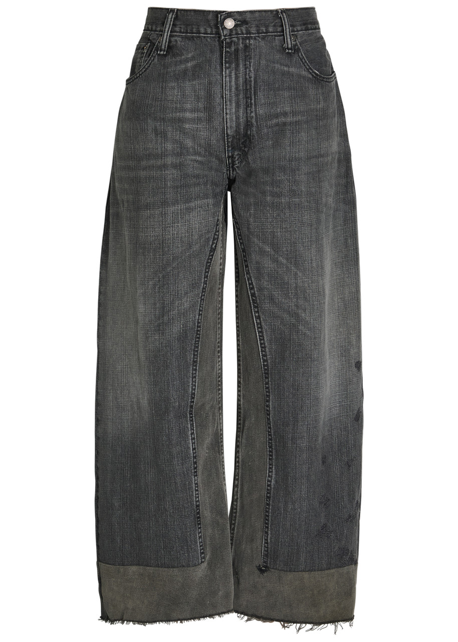 B Sides Reworked Vintage Culotte Panelled Wide-leg Jeans - Black - W M