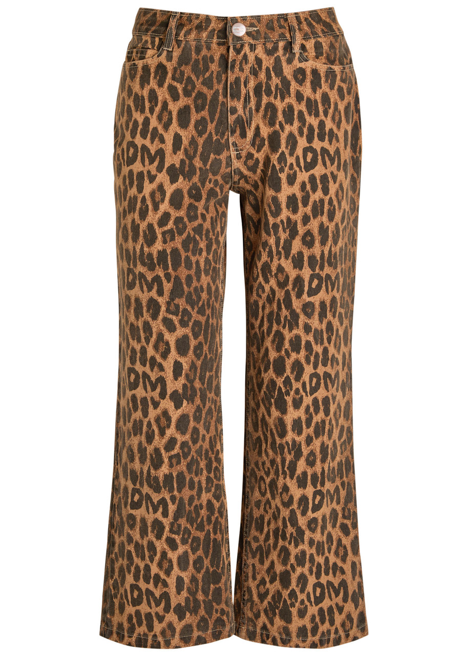 Damson Madder Kenny Leopard-print Bootcut Cropped Jeans - S