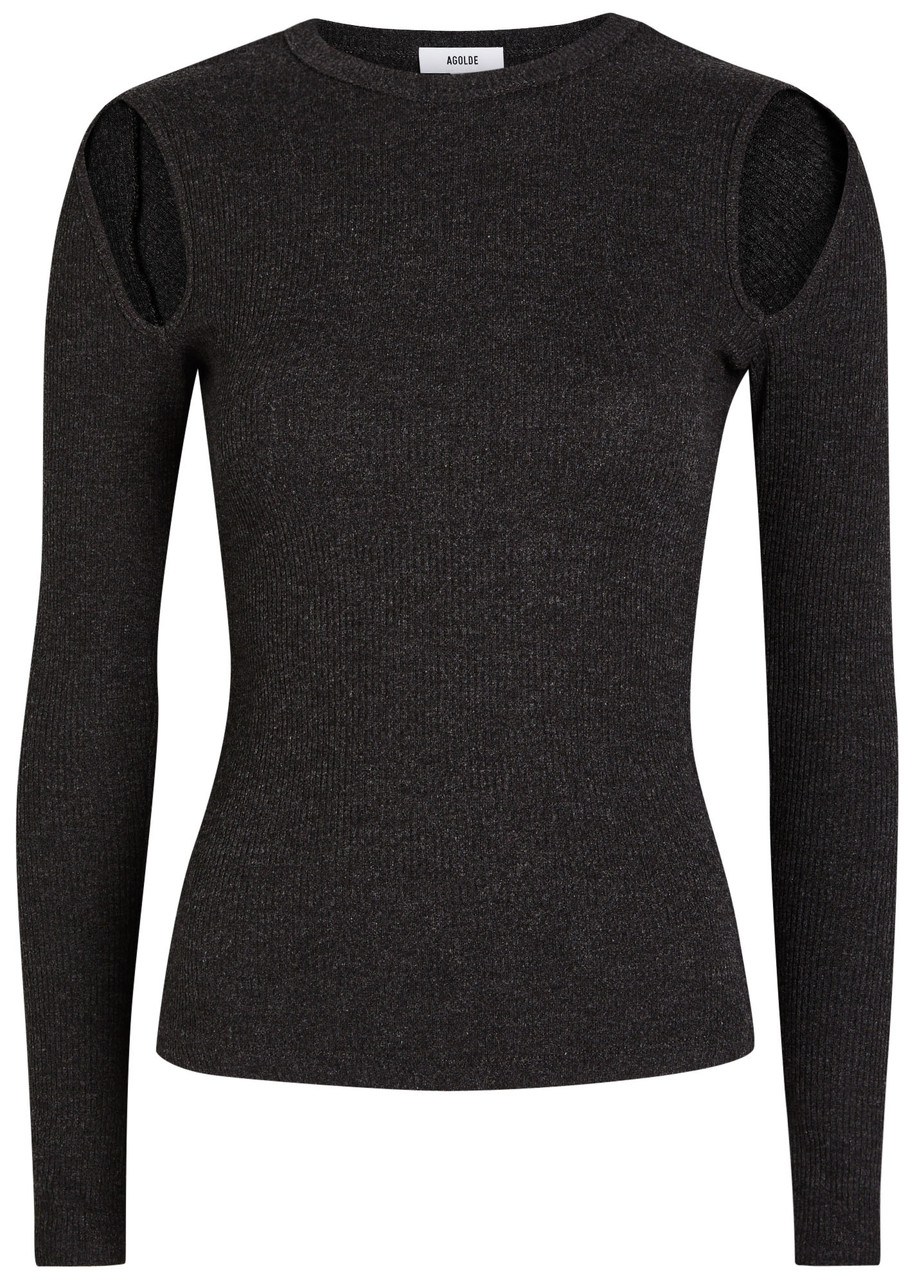 Agolde Pierce Cold Shoulder Knit top - Black - L L