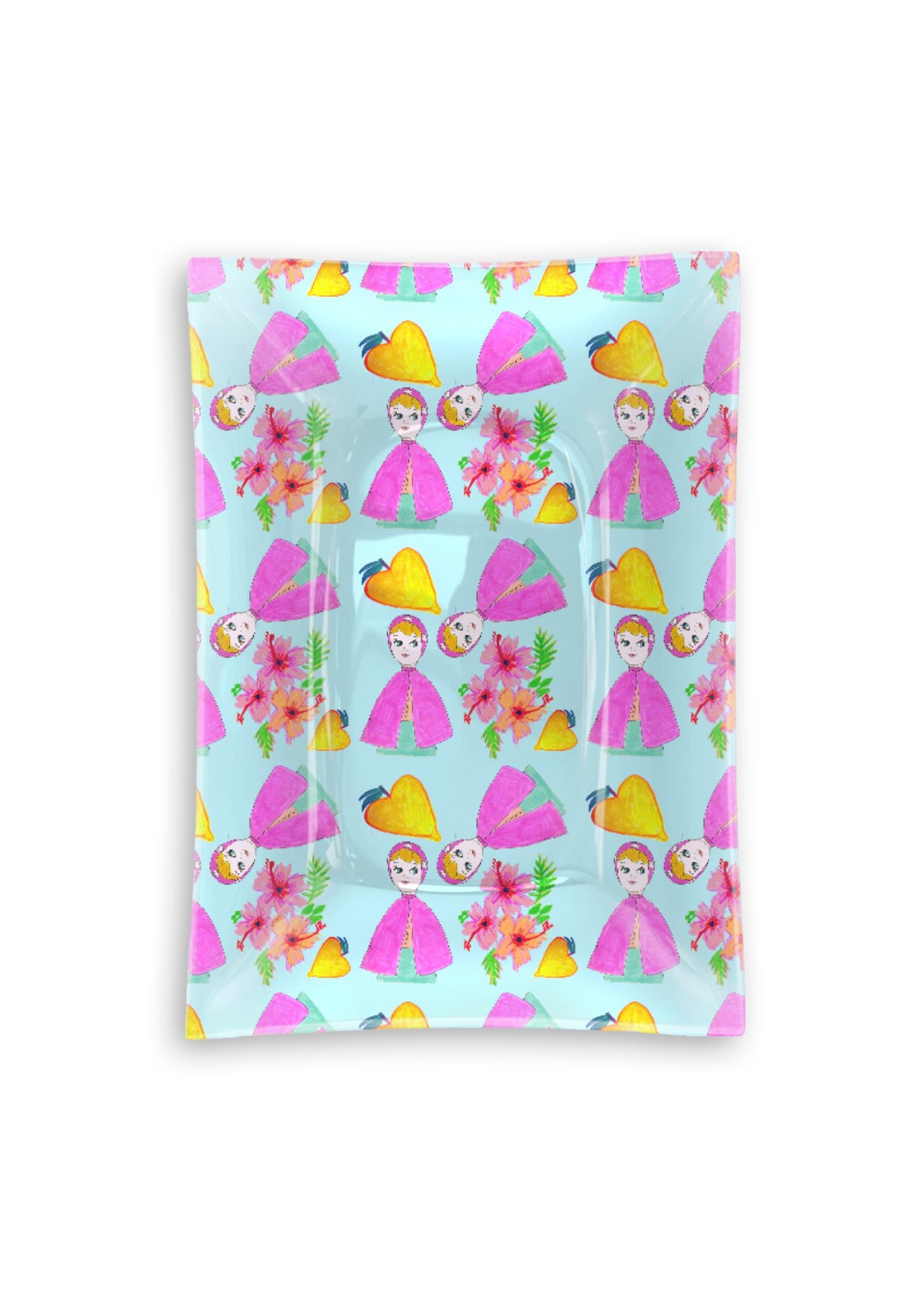 Oblong Glass Tray - Girl With Hood Cape Heart