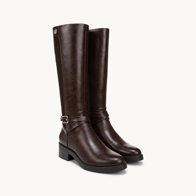 LifeStride Brittany Wide Calf Knee High Boot Dark Brown Faux Leather . W