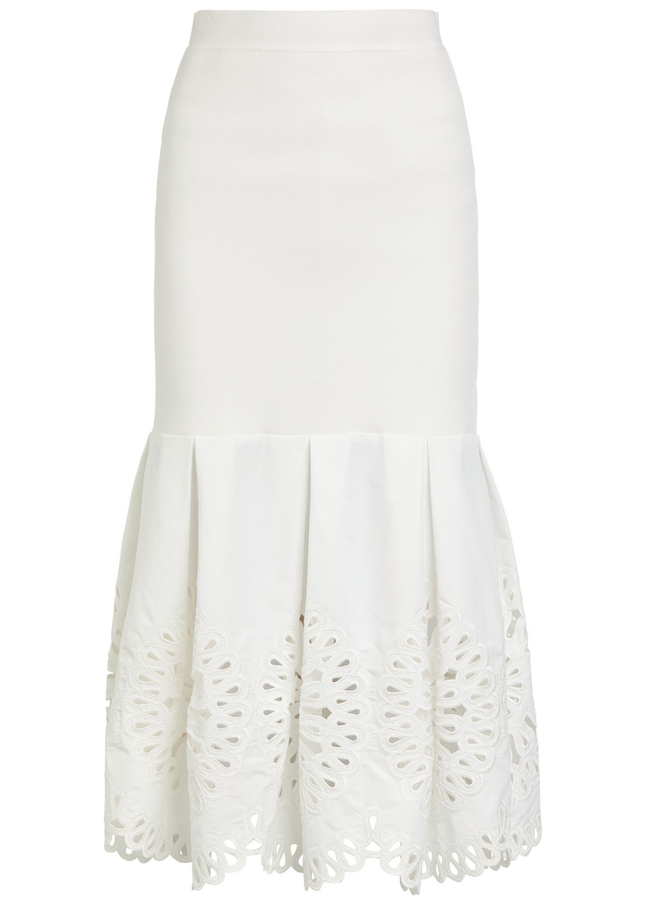 Simkhai Eveletta Cutwork Stretch-knit Midi Skirt - White - M M