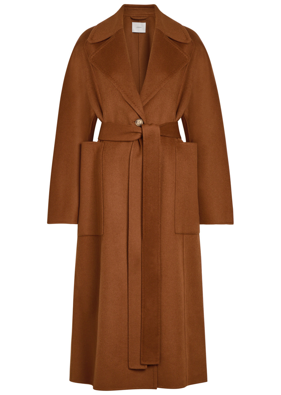 Joseph Spencer Belted Wool and Cashmere-blend Trench Coat - Rust - S