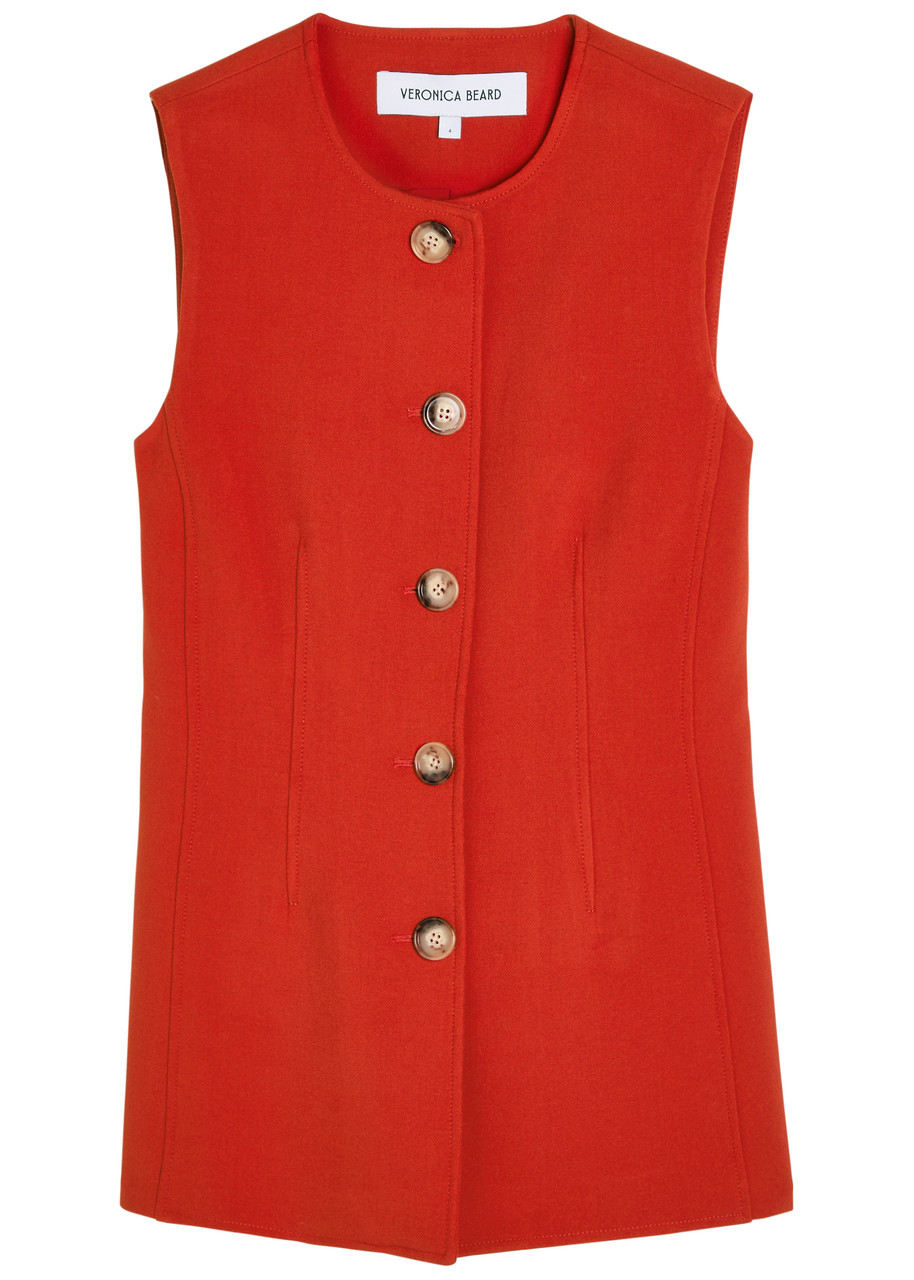 Veronica Beard Jessup Darted Tailored Vest - Red - M