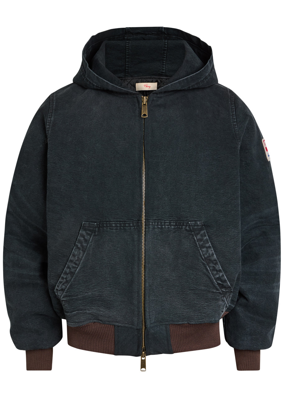 Cherry Los Angeles Logo-appliqud Hooded Quilted Denim Jacket - Black