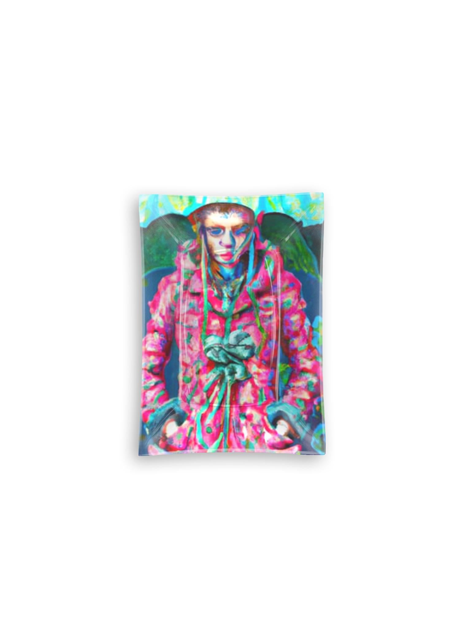 Oblong Glass Tray - Girl With Pink Raincoat A