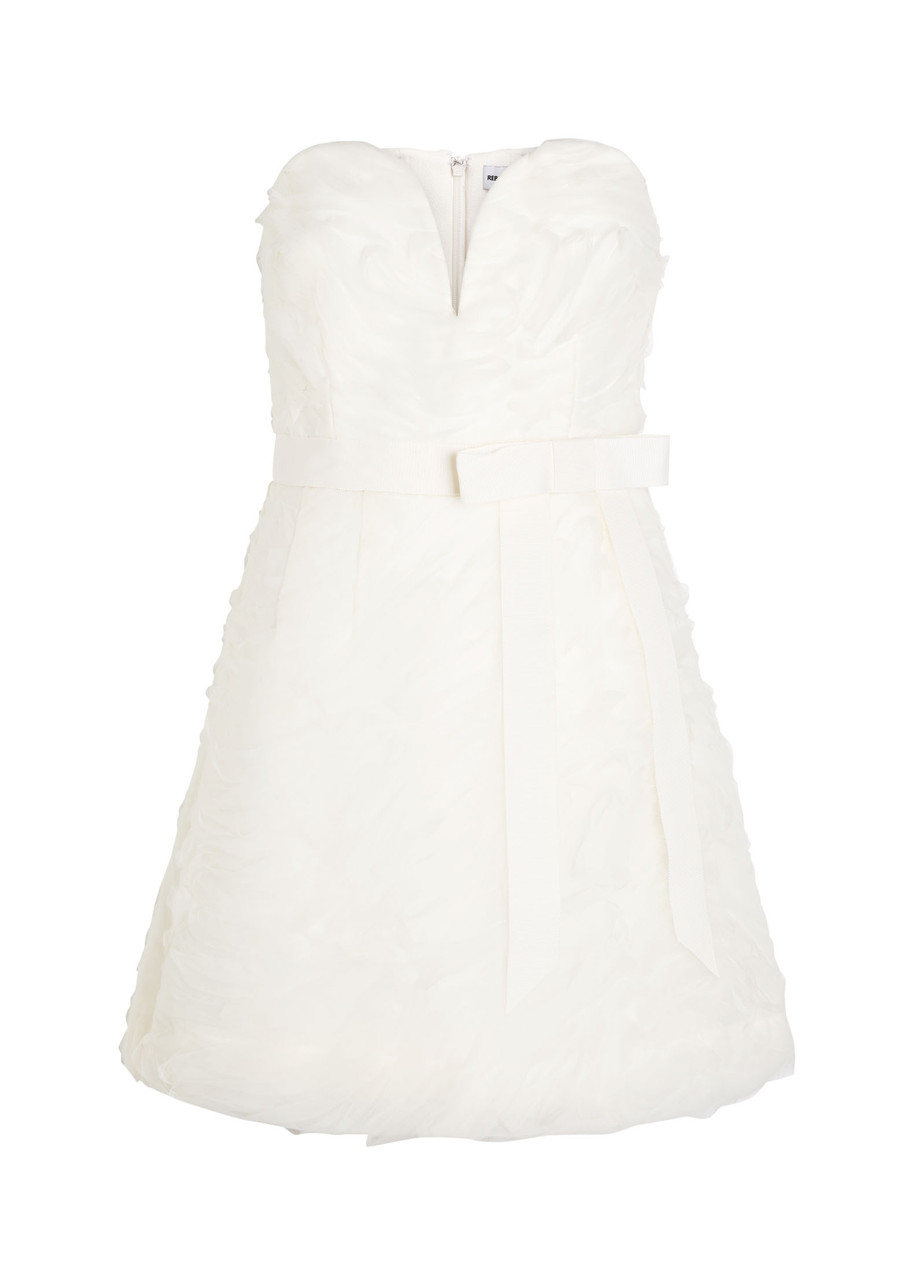 Rebecca Vallance Willow Strapless Mesh and Crepe Mini Dress - Ivory - L