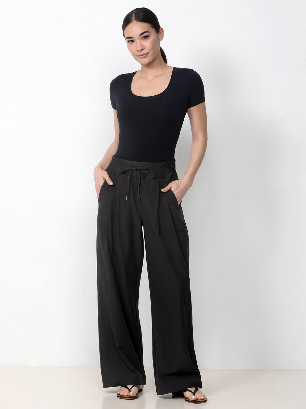 Single Stitch Everyday Wide Leg Pant, Black X