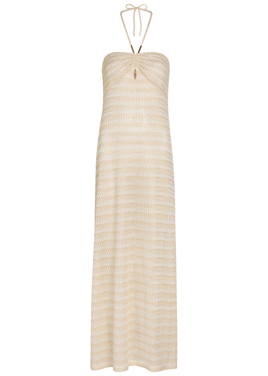 Melissa Odabash Mila Striped Metallic-knit Beach Dress - Gold - L L