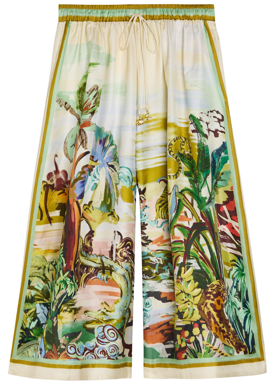 Alemais Jungle Boogie Printed Silk Culotte Trousers - Multicoloured - L