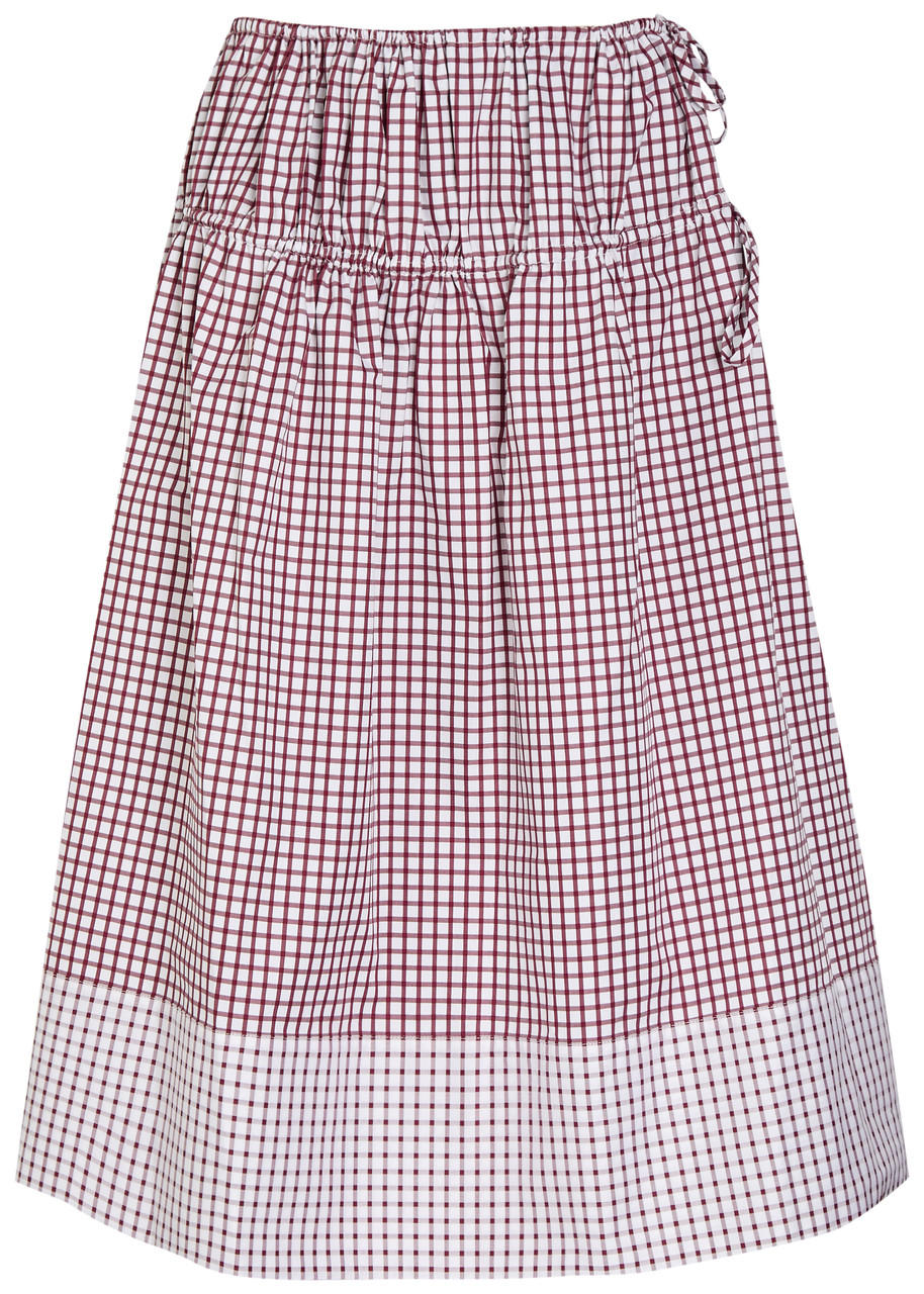 Liberowe Eve Checked Cotton Midi Skirt - Pink - S - S