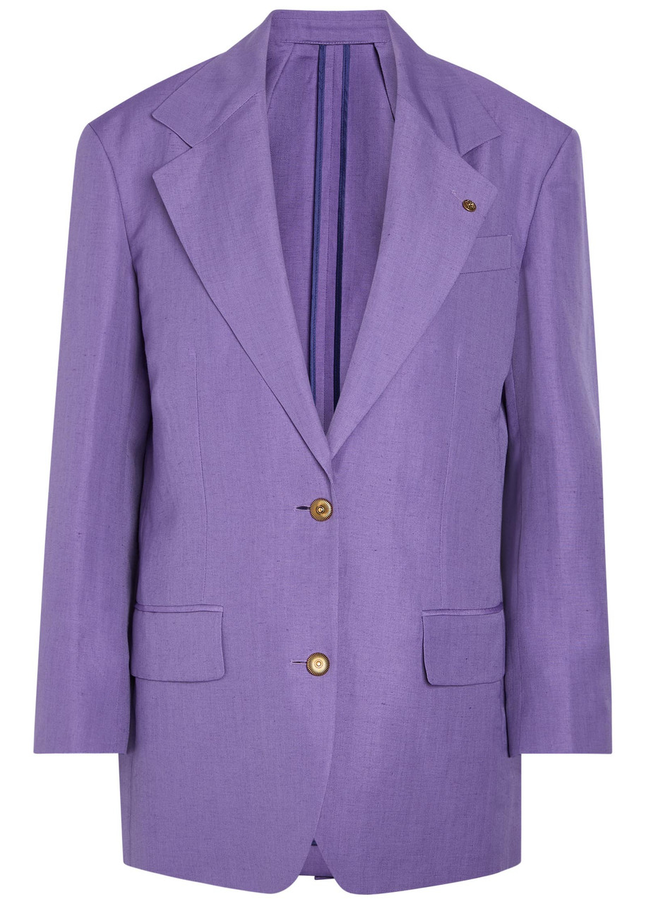 Versace Wool and Linen-blend Blazer - Violet - M