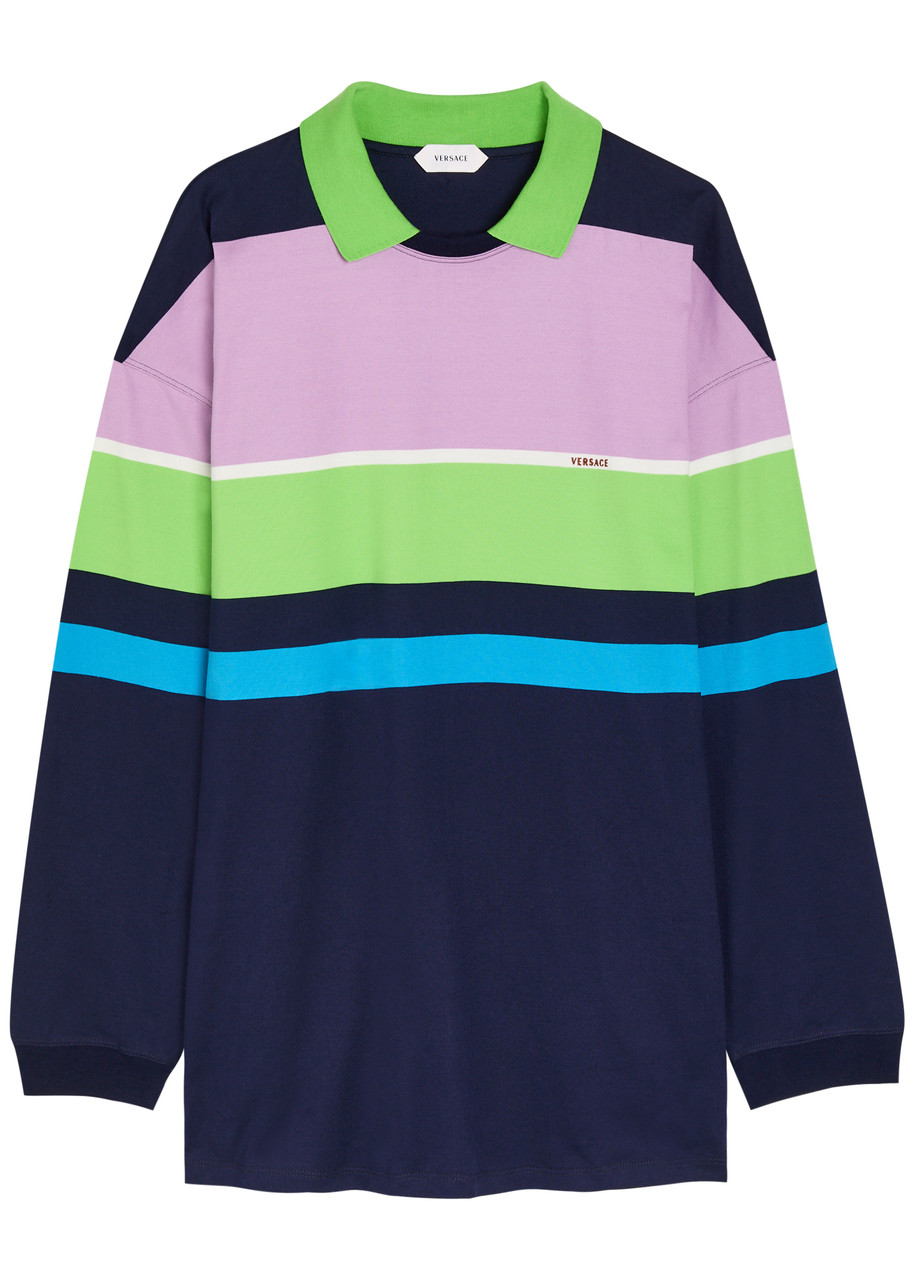 Versace Striped Cotton Mini Sweatshirt Dress - Multicoloured - M