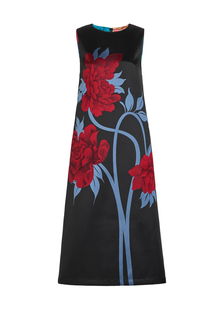 LA Double J Column Floral-jacquard Satin-twill Midi Dress - Multicoloured