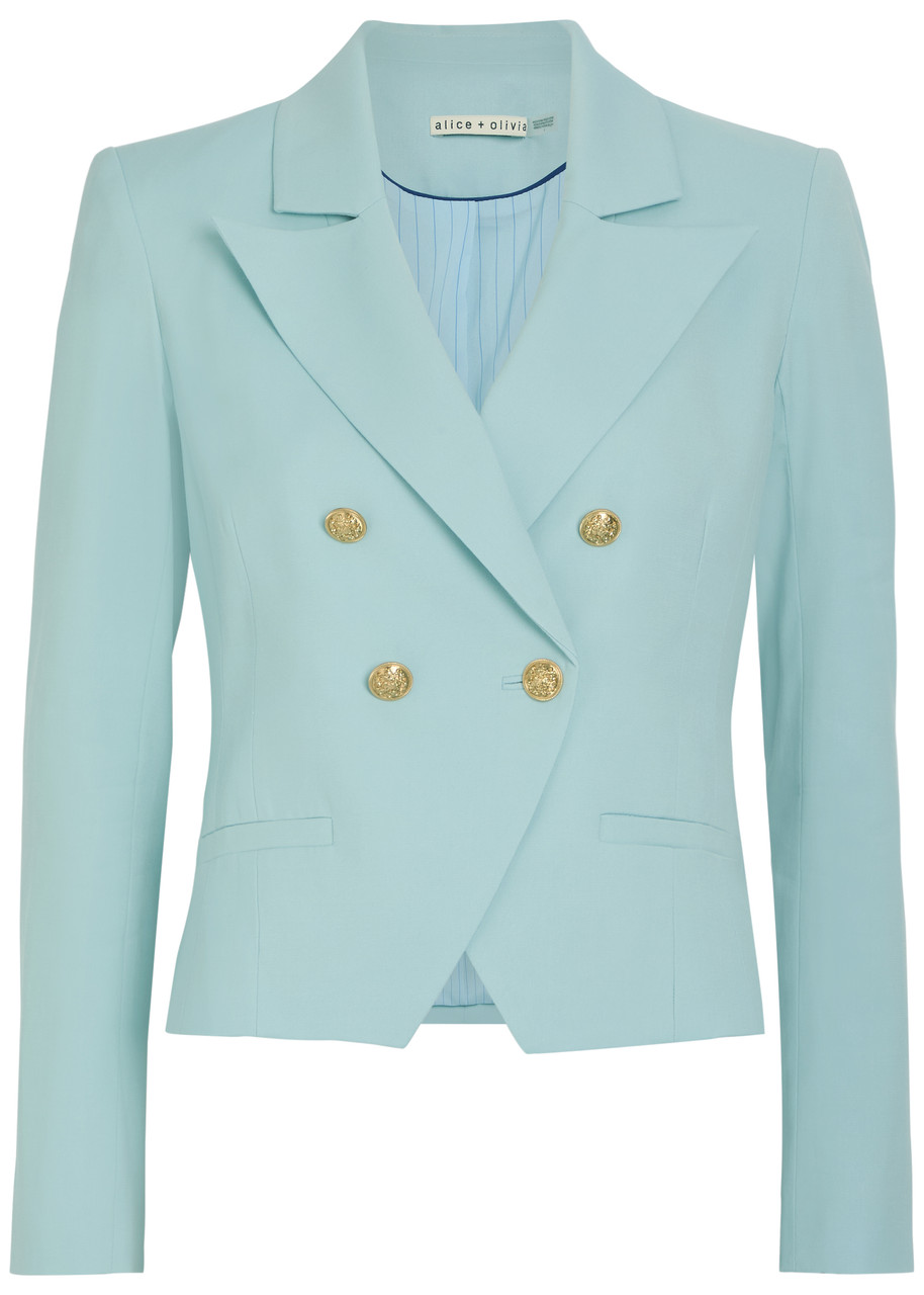 Alice + Olivia Sable Double-breasted Cropped Blazer - Blue - L