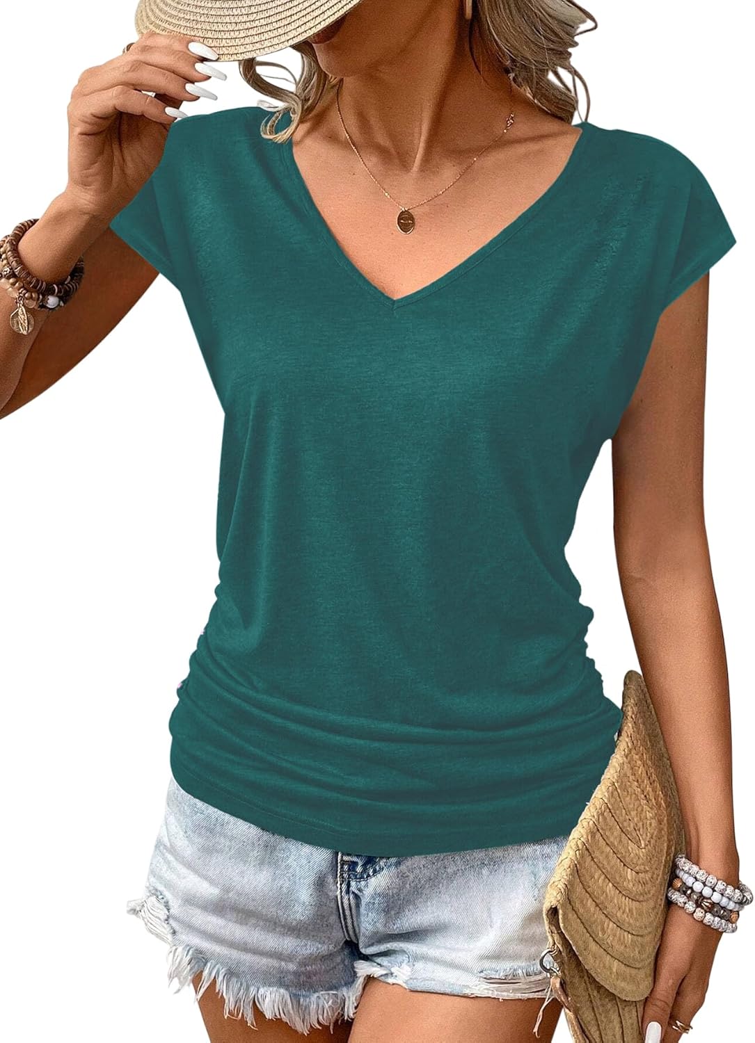 Zeagoo Tank Top Women's Elegant Pleated Tops