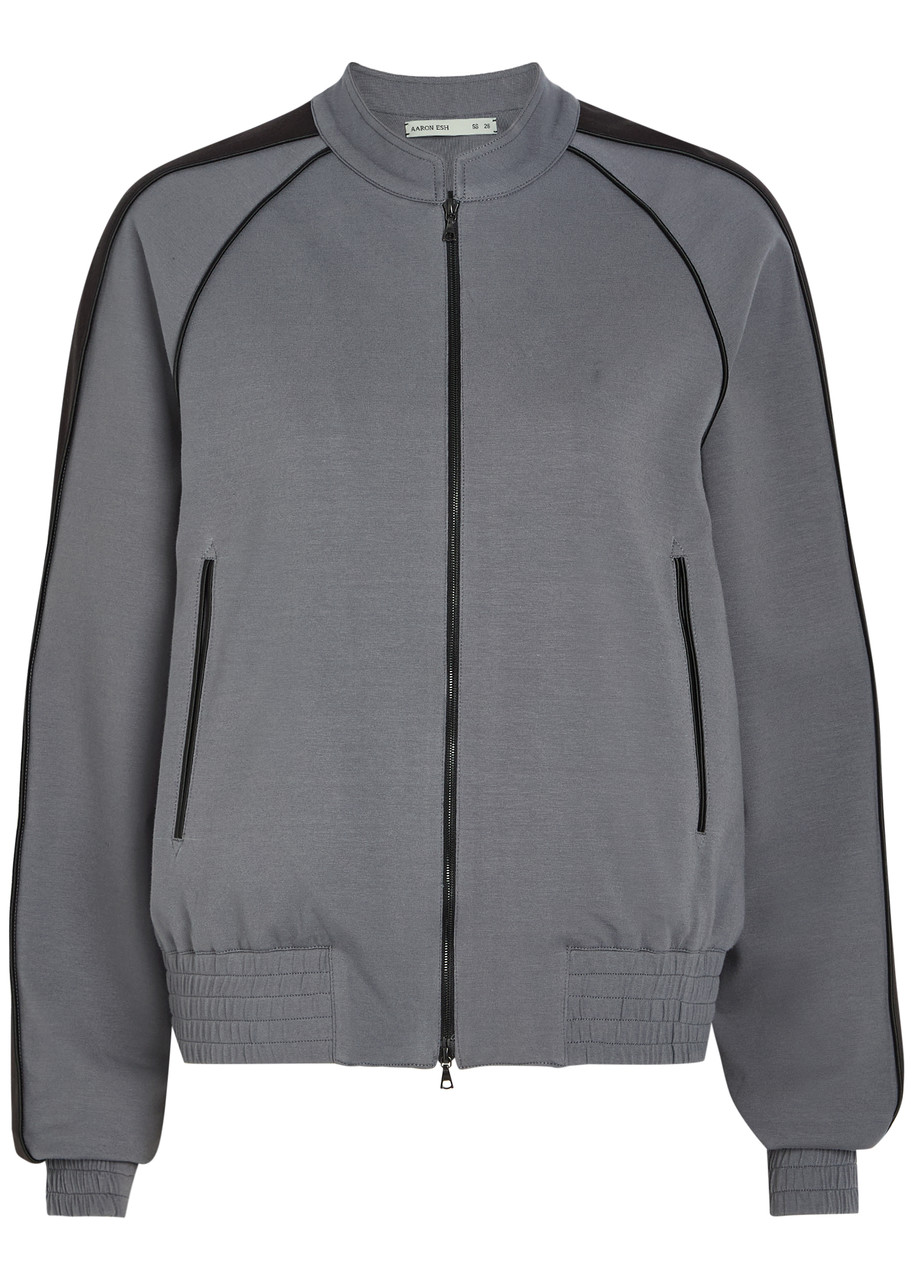 Aaron Esh Panelled Jersey Varsity Jacket - Grey