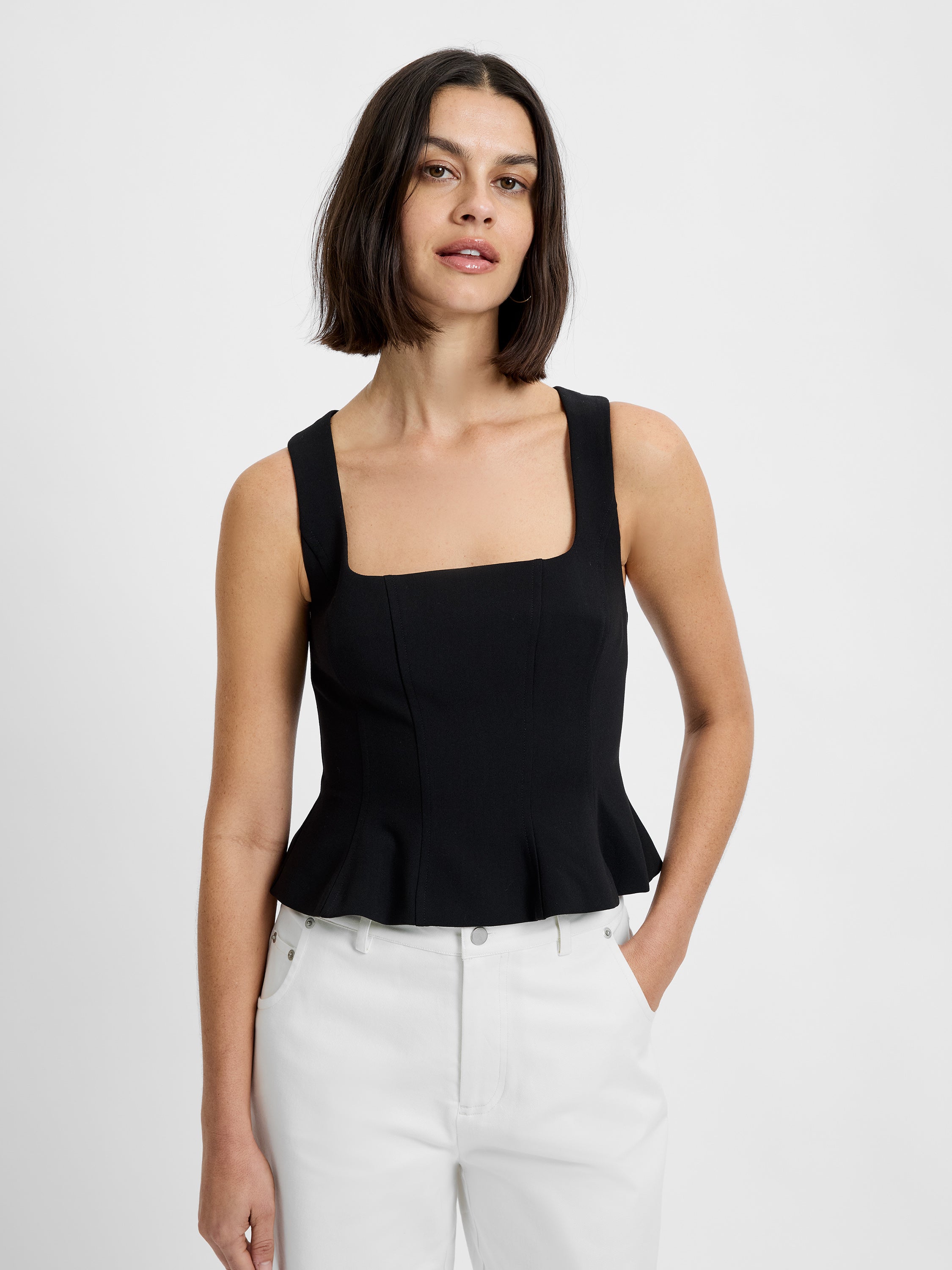 AZRA TWILL PEPLUM TOP