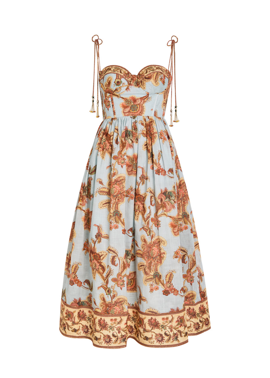 Zimmermann Aster Corset Cotton Midi Dress - Blue -