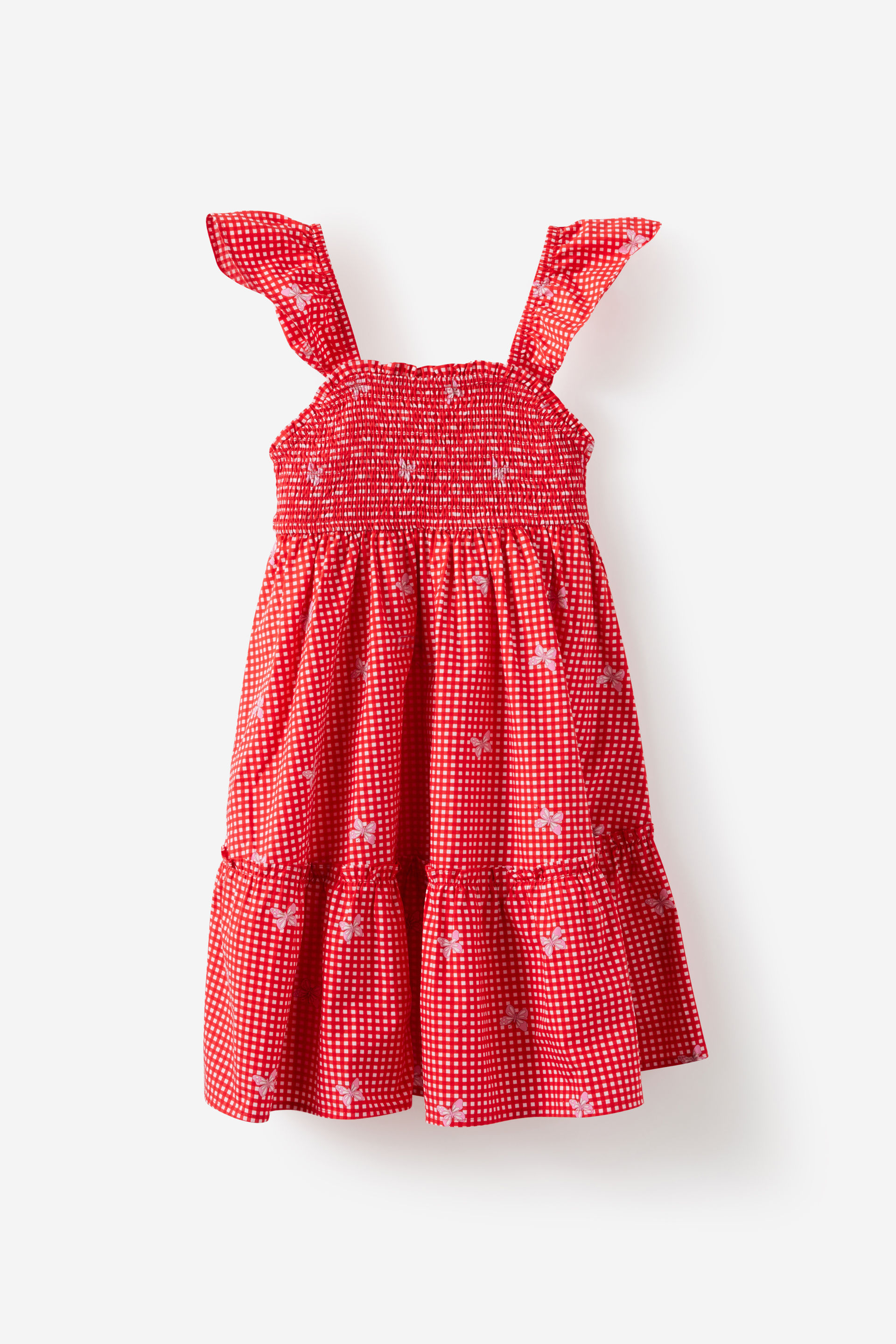 Cotton On Kids - Gigi Flutter Sleeve Dress - Varsity redtea party pink gingham