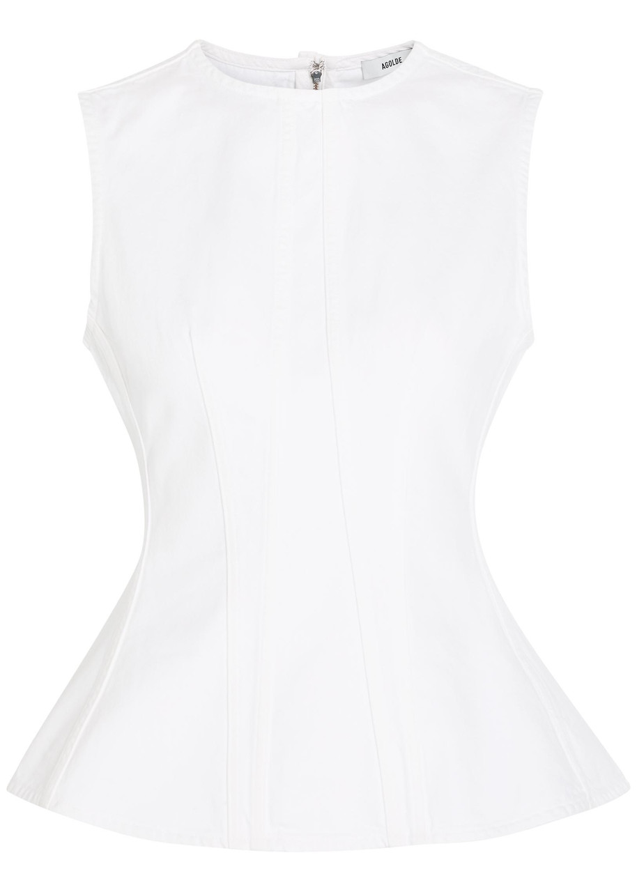 Agolde Corbin Peplum-hem Denim top - White