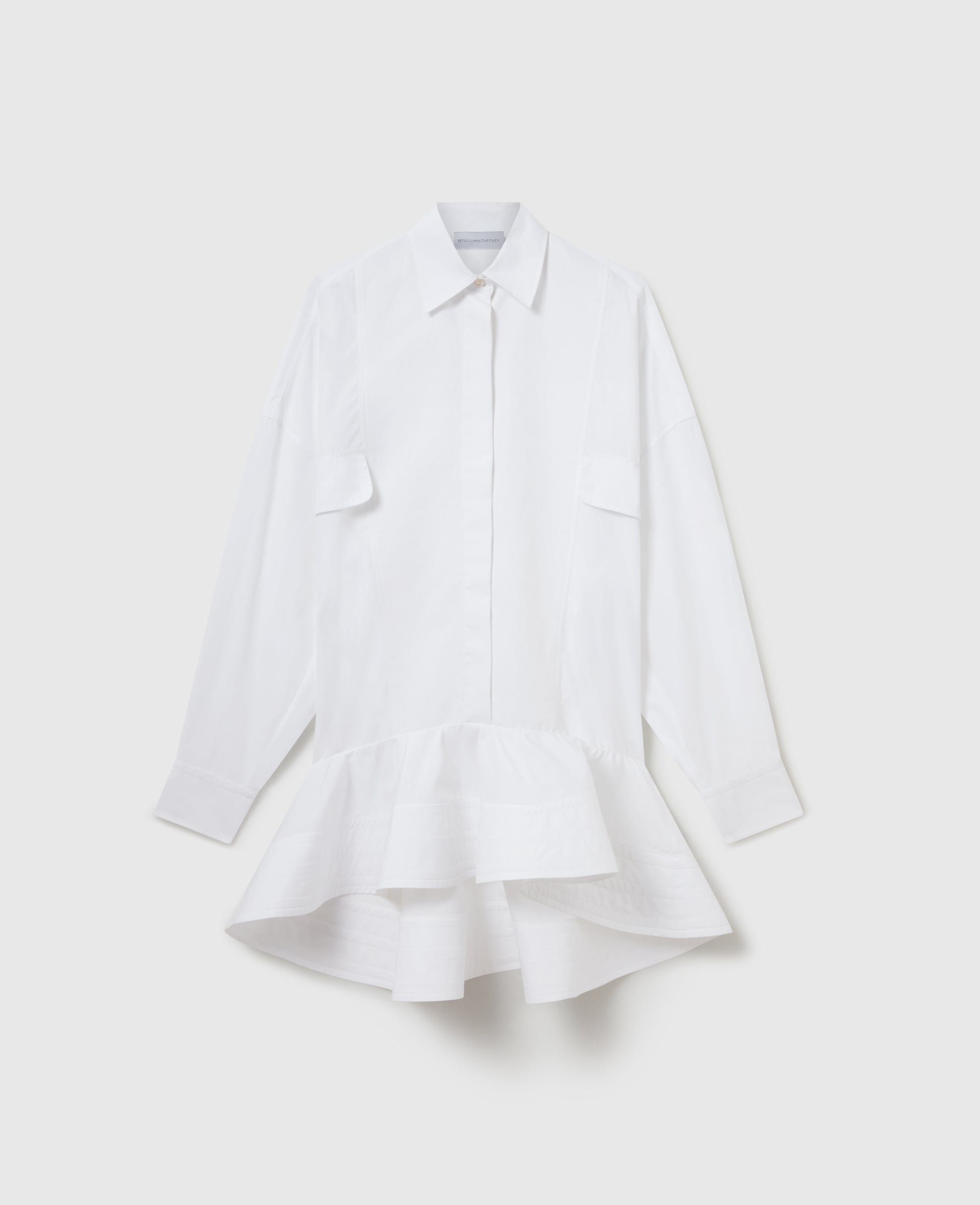 Stella McCartney - Poplin Peplum Piqué Shirt Dress