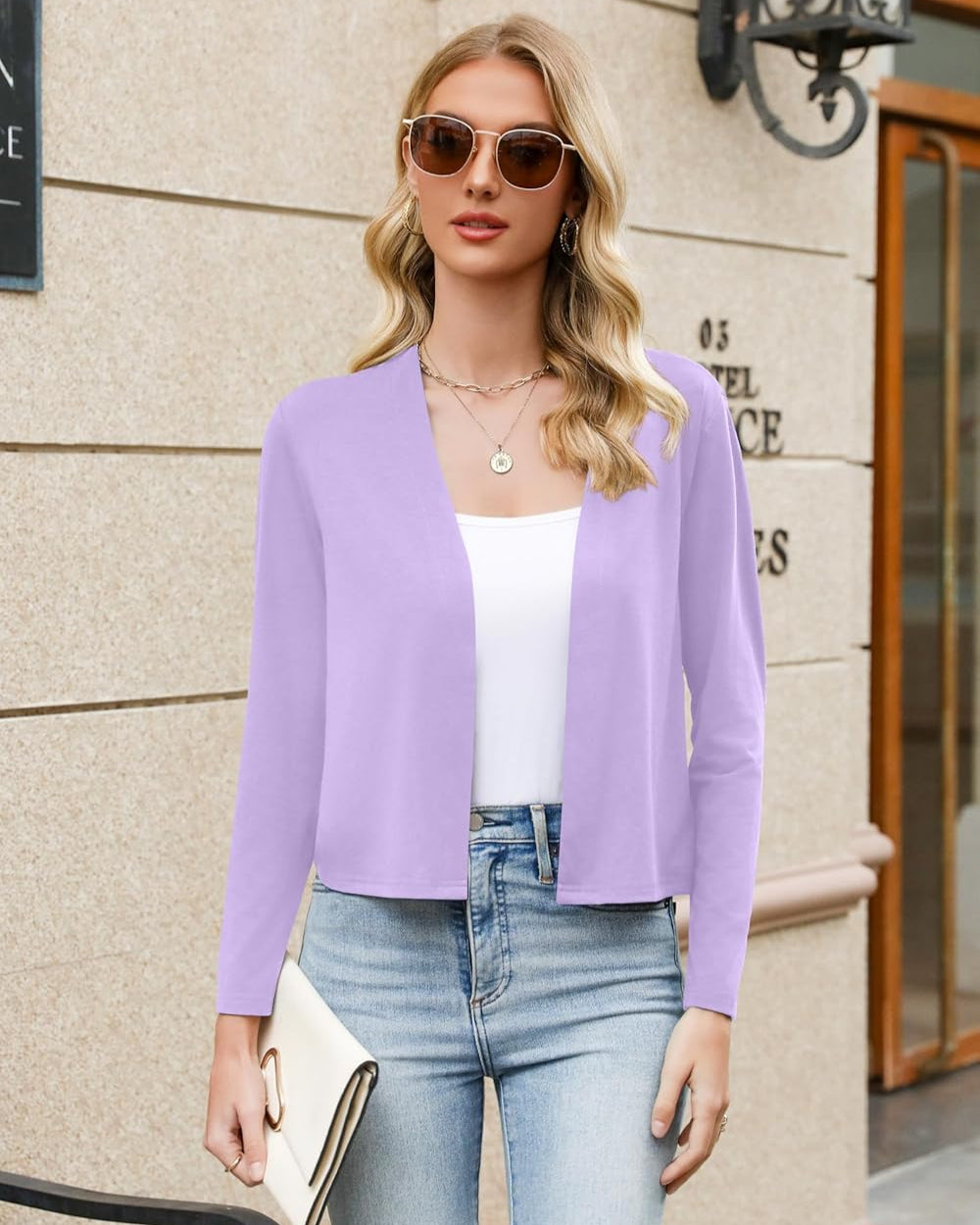 Zeagoo Women's Long Sleeve Shrug Cropped Cardigan