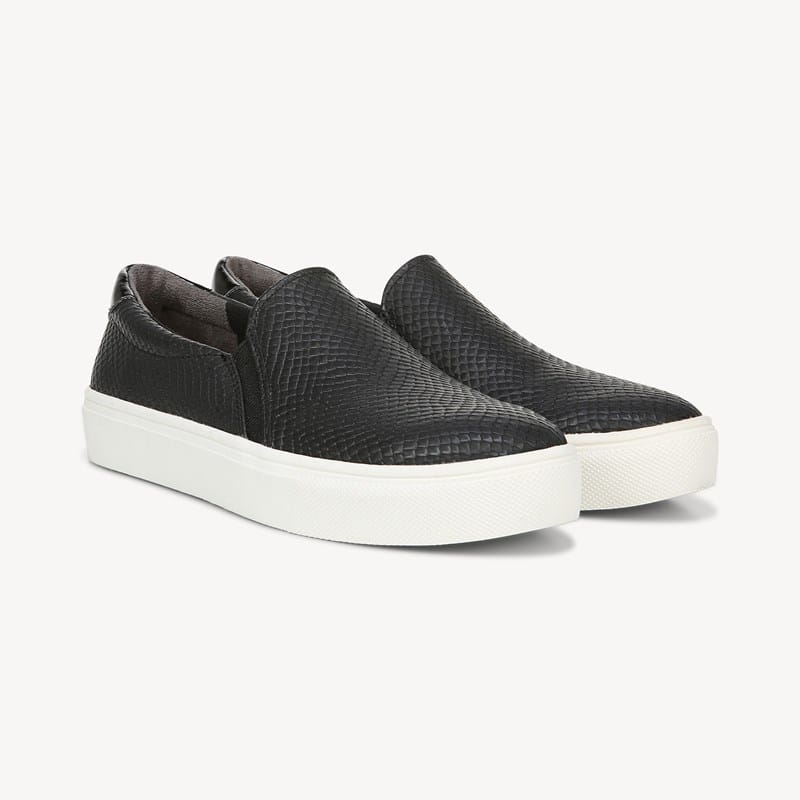 Dr. Scholl's Women's Nova Slip On Sneaker Shoes Black Snake DRSCH Leather . W
