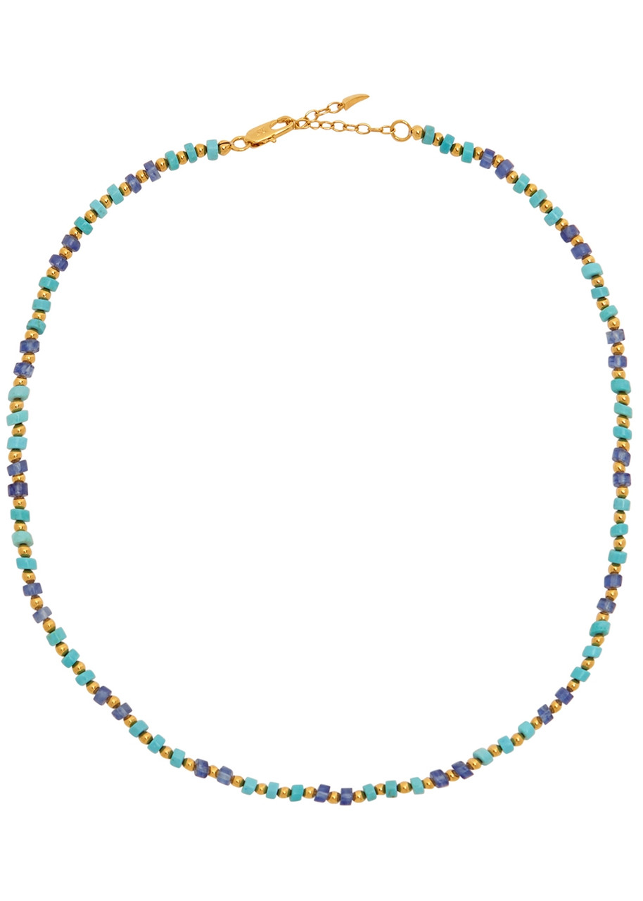 Missoma Blue and kt Gold-plated Beaded Necklace