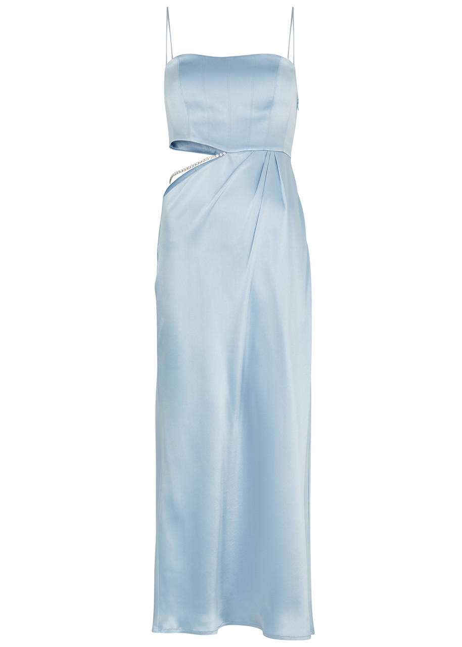 Nafsika Skourti Carla Cut-out Satin Dress - Light Blue