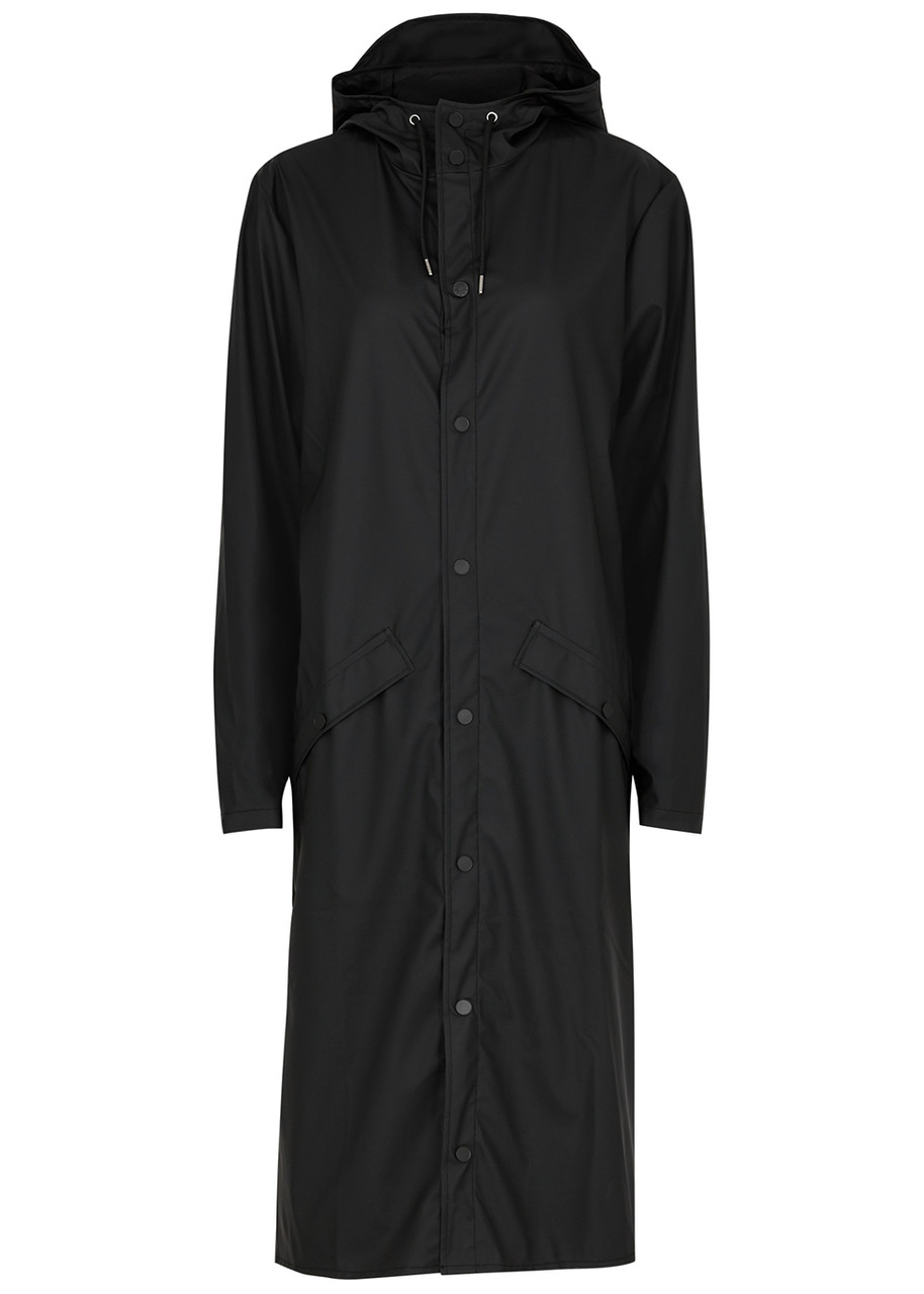 Rains Longer Matte Black Rubberised Raincoat