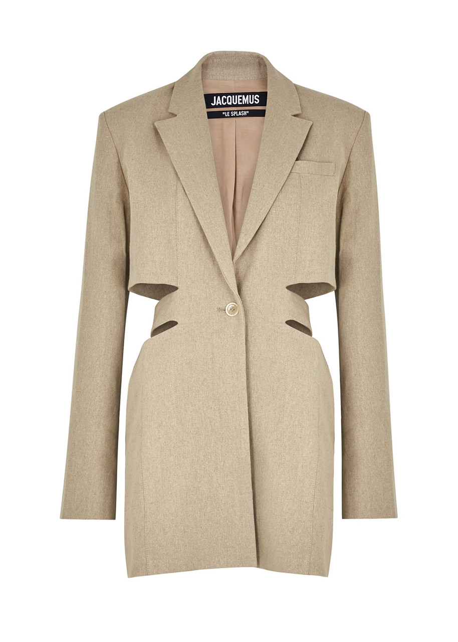 Jacquemus La Robe Bari Sand Cut-out Linen Blazer Dress - Beige - FR