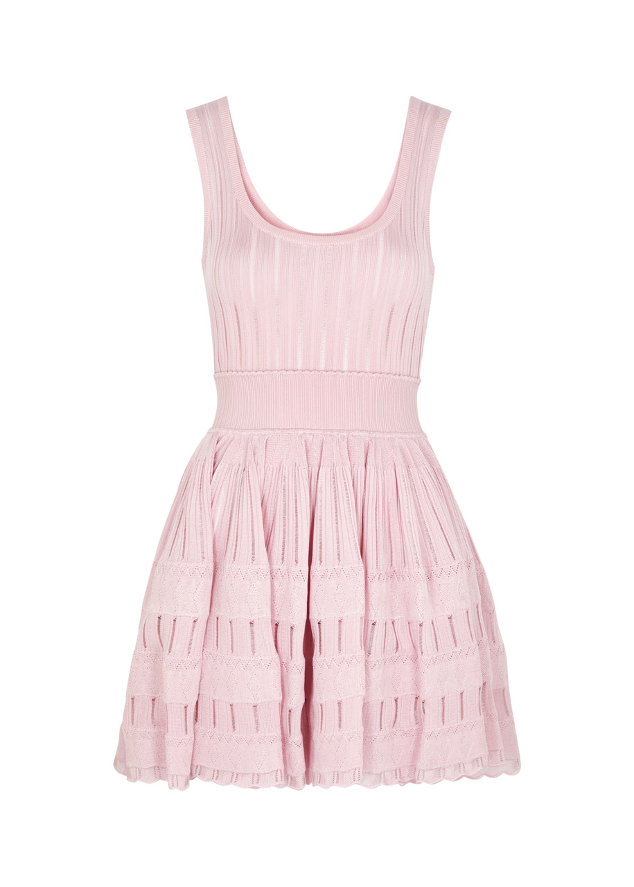 Alaa Fluid Knitted Mini Dress - Light Pink -