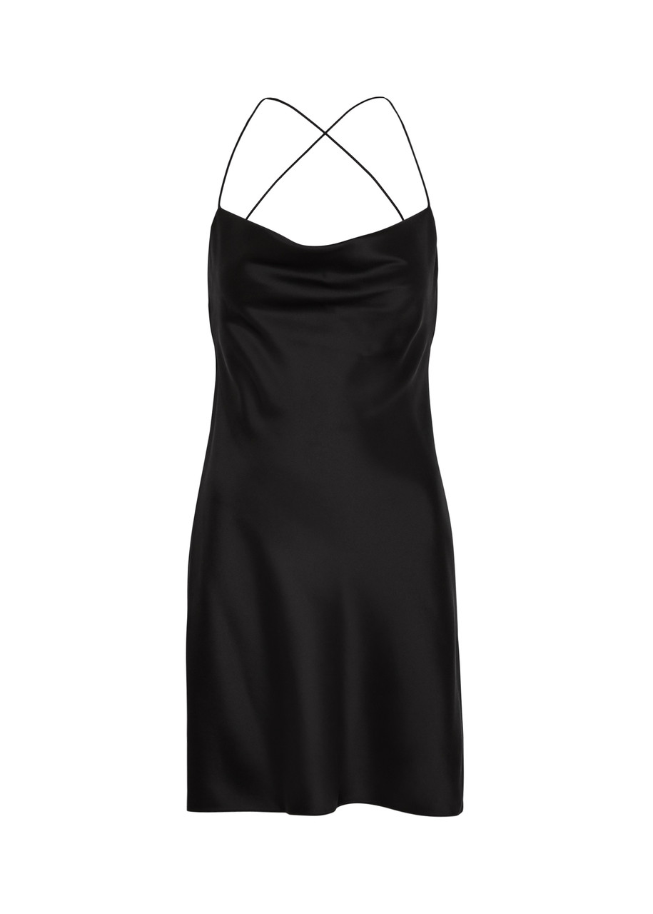 Saint Laurent Silk-satin Mini Slip Dress - Black