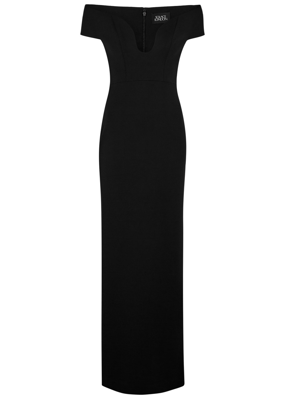 Solace London Marlowe Off-the-shoulder Maxi Dress - Black