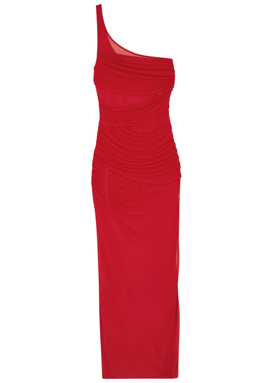 GAUGE Moni One-shoulder Tulle Maxi Dress - Red