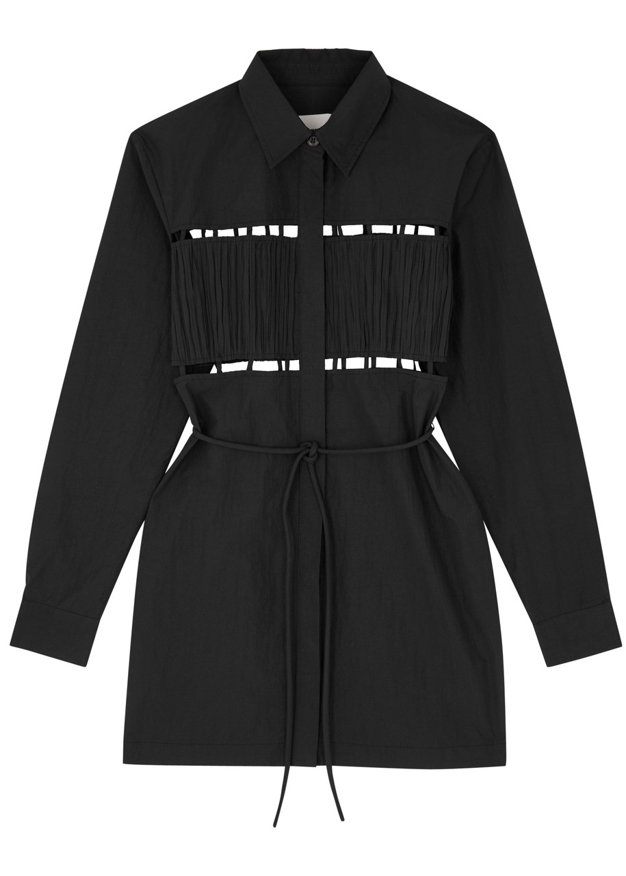 Nanushka Genea Cut-out Poplin Mini Shirt Dress - Black