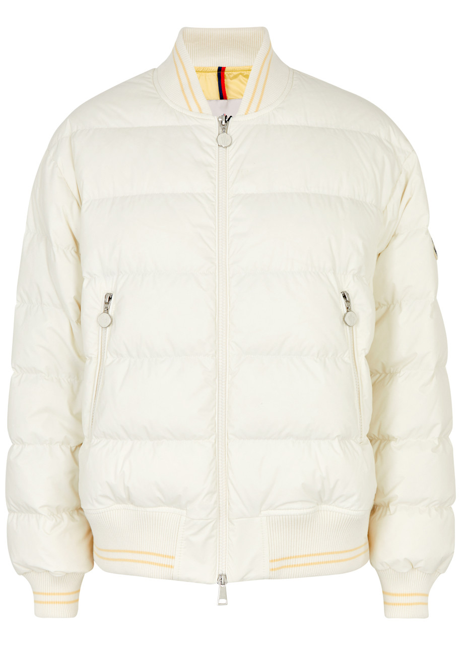 Moncler Argo Quilted Shell Bomber Jacket - White - S