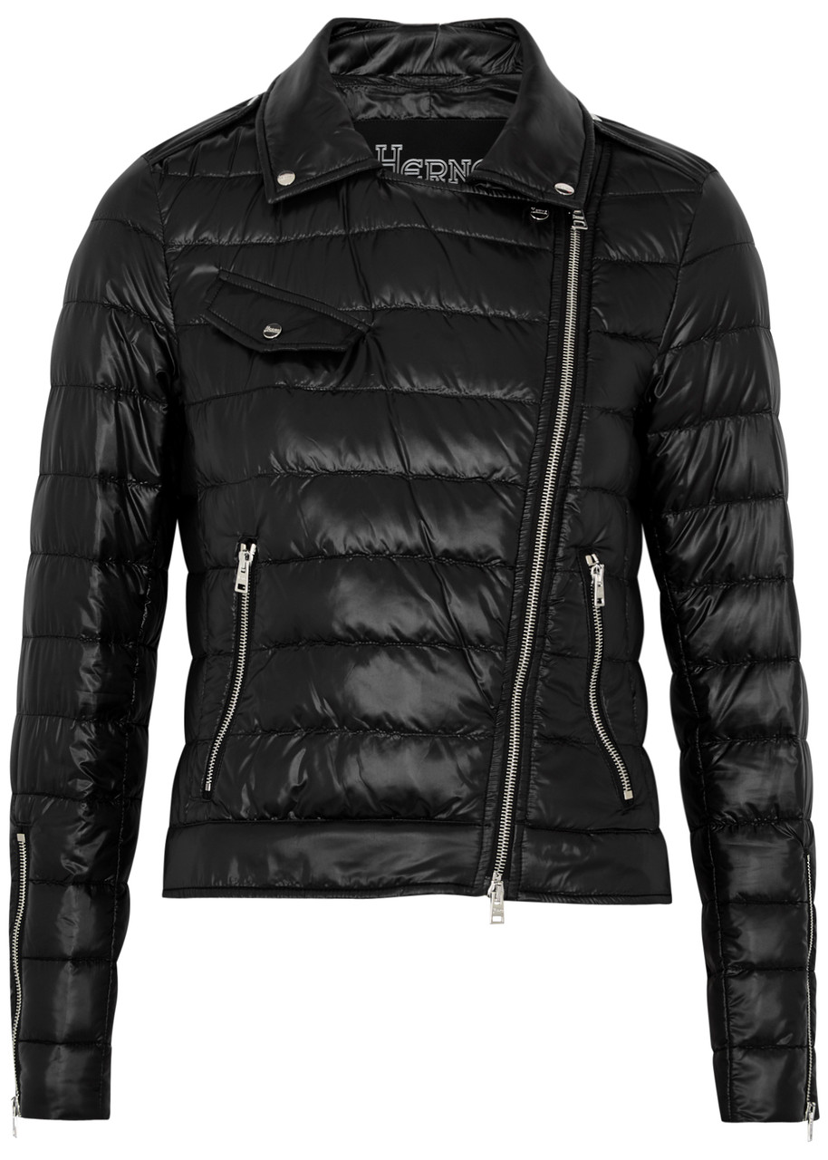 Herno Ultralight Quilted Shell Biker Jacket - Black - S