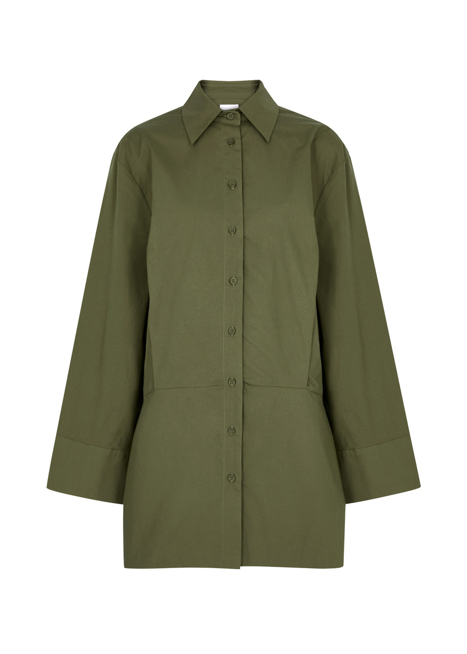 Aexae Cotton-poplin Mini Shirt Dress - Green - L L