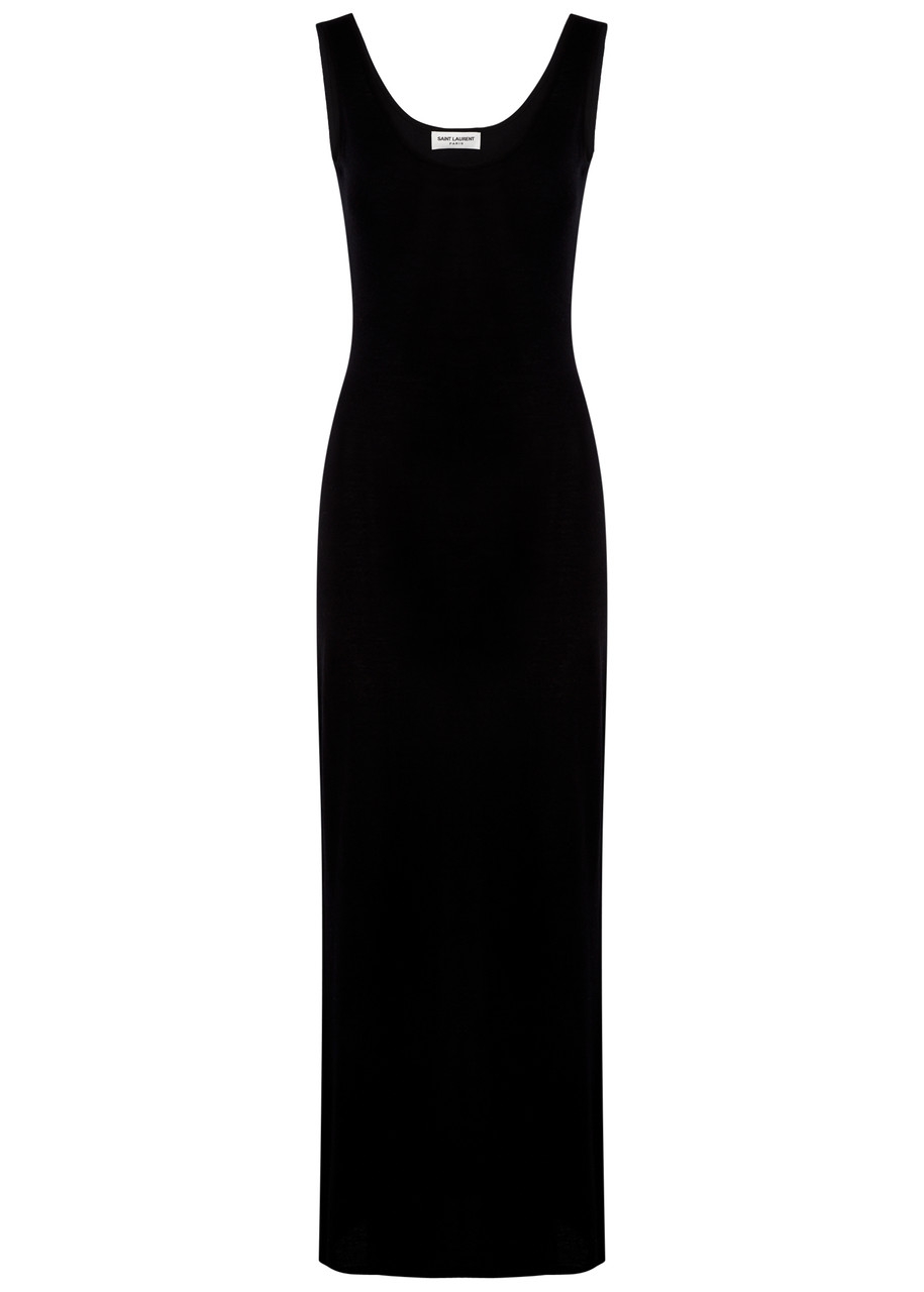 Saint Laurent Open-back Knitted Maxi Dress - Black - S - S