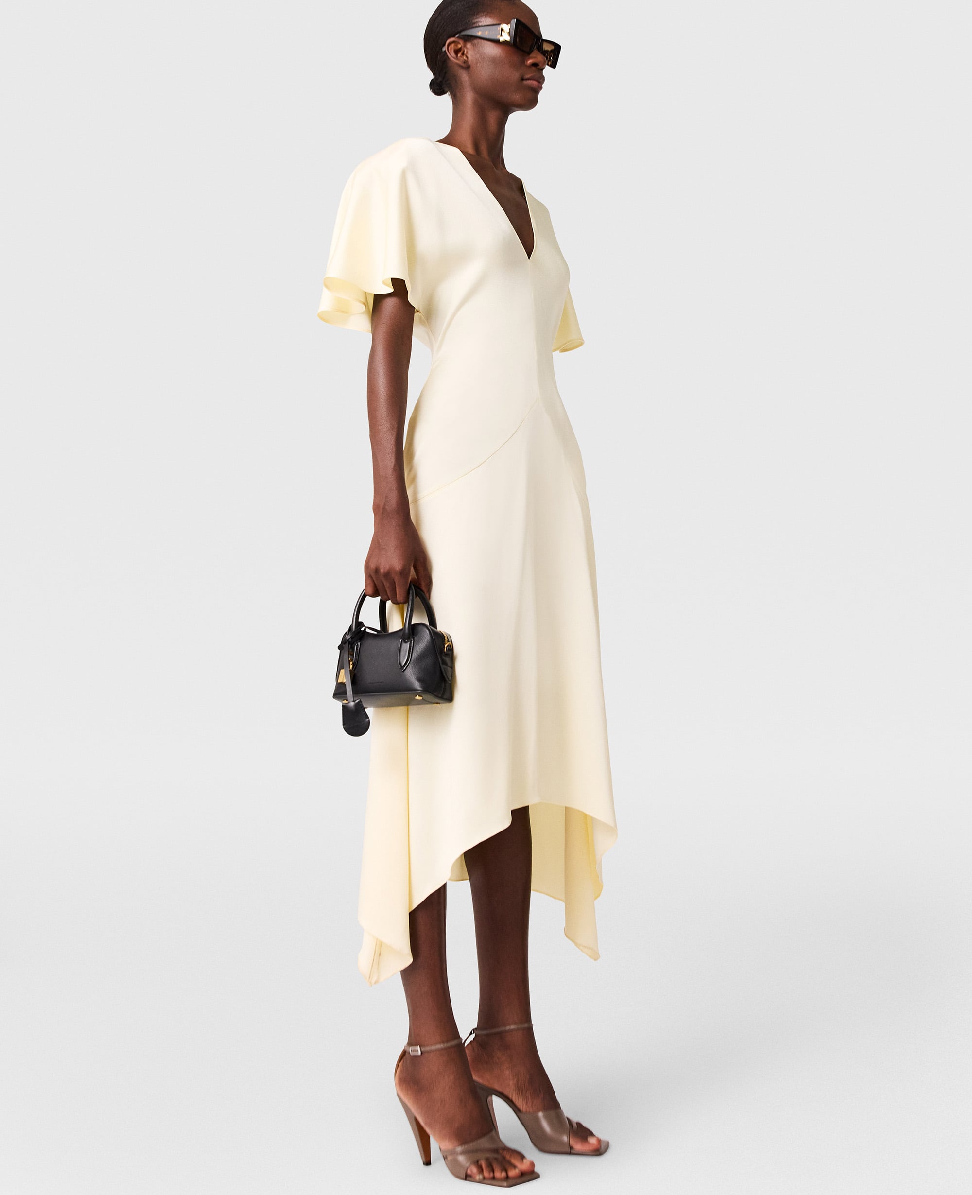 Stella McCartney - V-Neck Short-Sleeve Satin Midi Dress