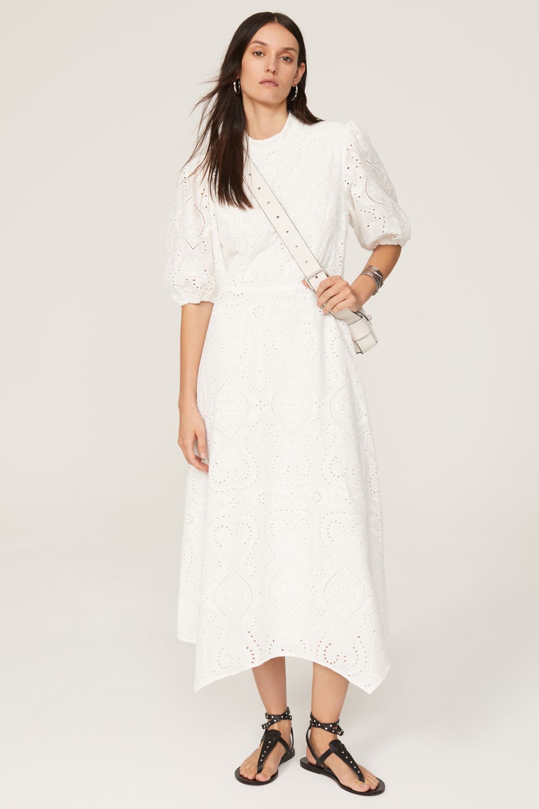 AllSaints Camila Broderie Dress White