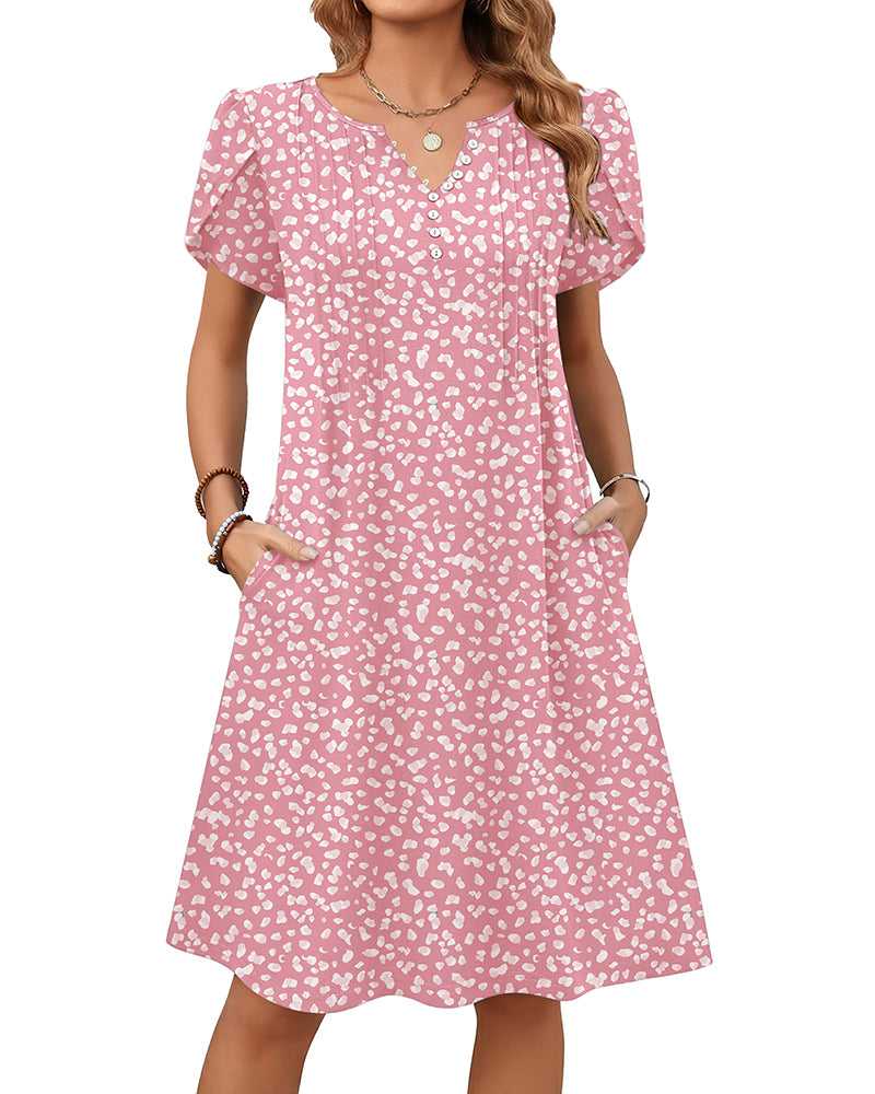 Zeagoo Women's Casual A-Line Short Sleeve Mini Dress with Pockets