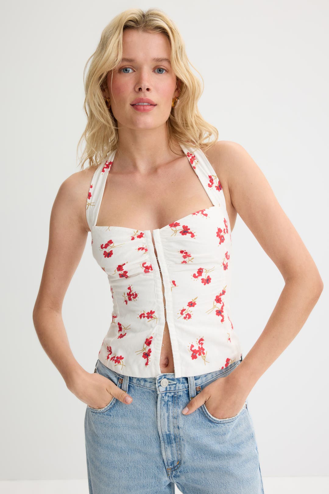 Bardot Rixton Printed Halter Top Cream-multicolored-print