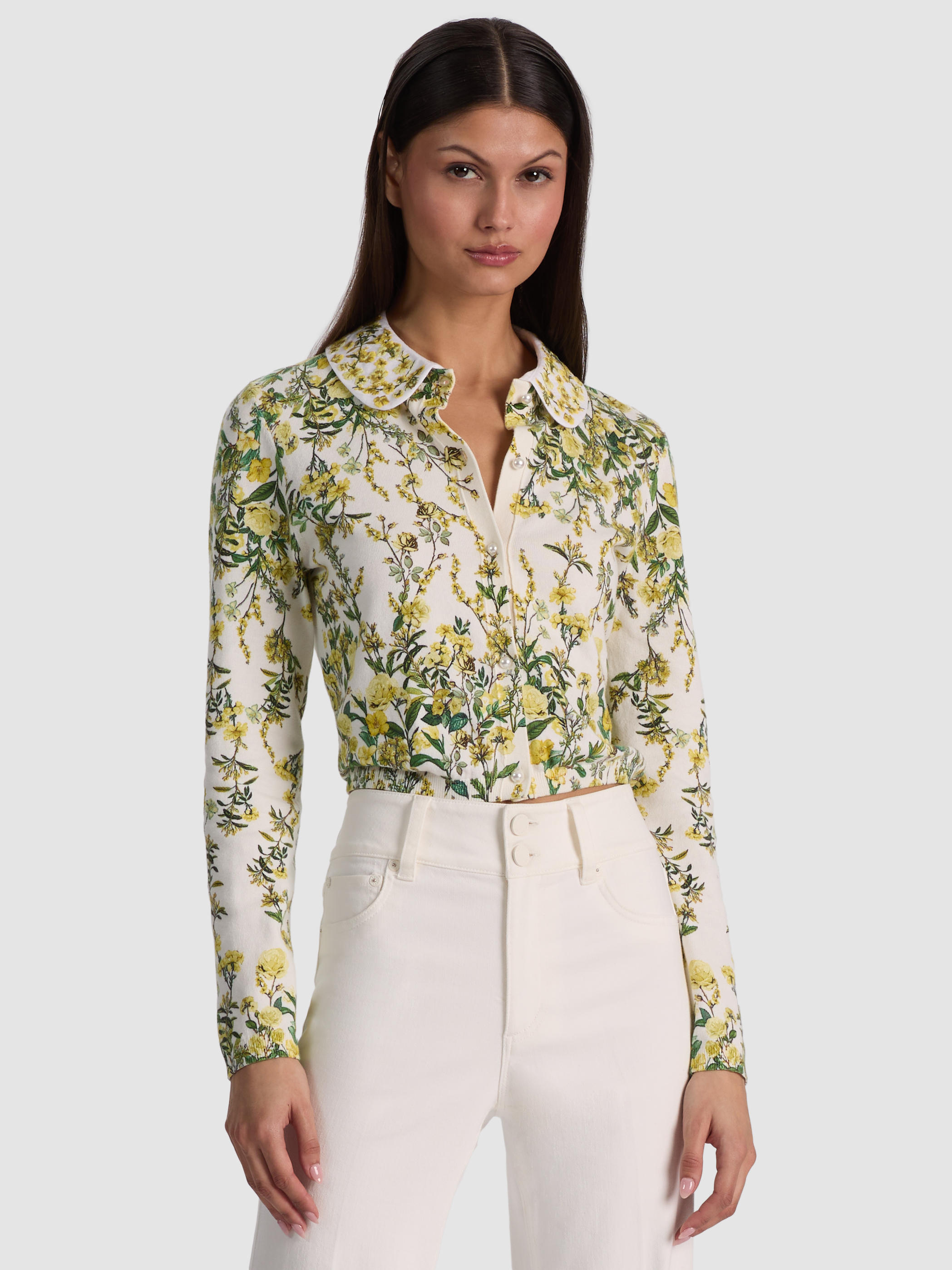 alice + olivia CARSON PRINTED CARDIGAN