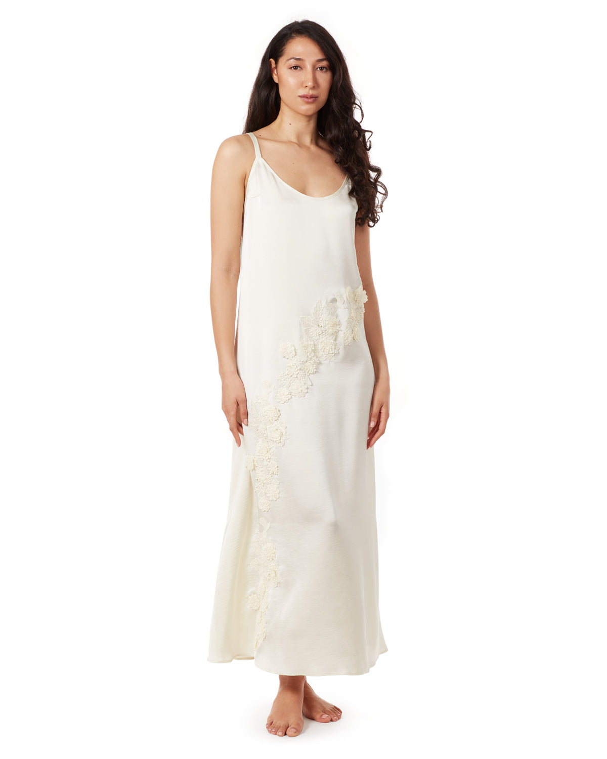 Women's Asymmetrical Slip Dress - M Pearl